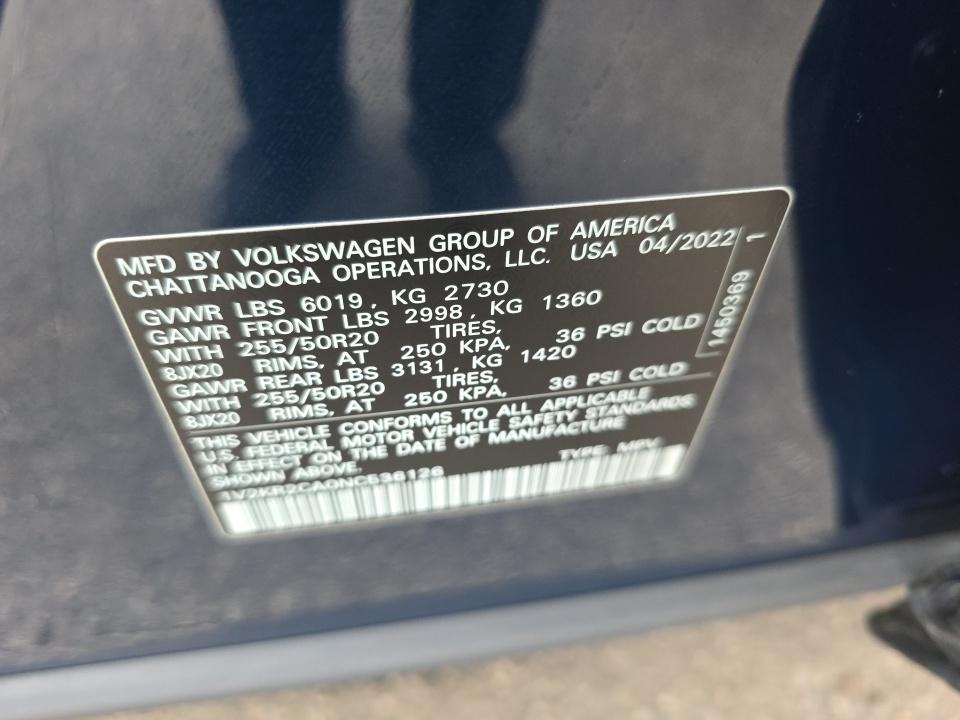 2022 Volkswagen Atlas 3.6L SE AWD