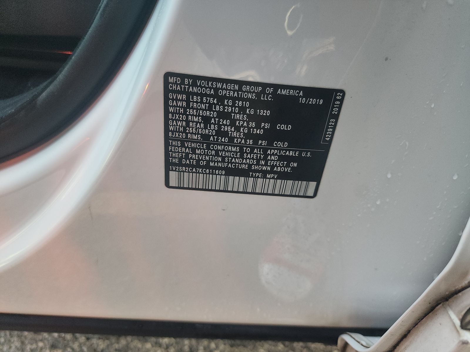 2019 Volkswagen Atlas 3.6L SEL R-Line FWD