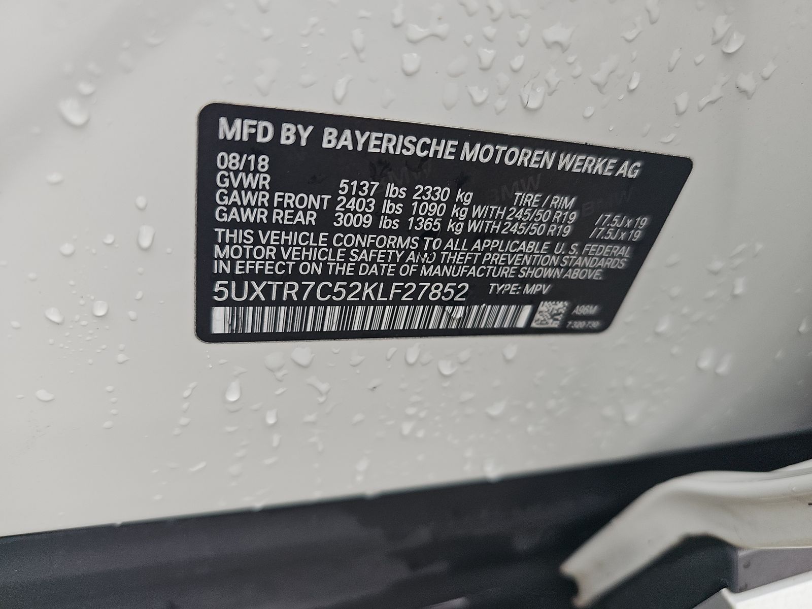 2019 BMW X3 sDrive30i RWD