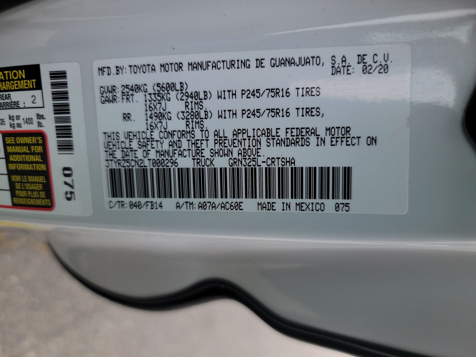 2020 Toyota Tacoma SR RWD