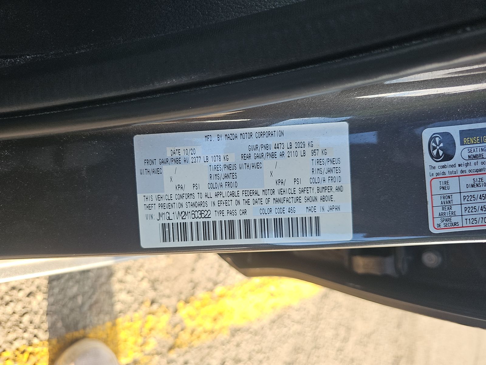 2021 MAZDA MAZDA6 Touring FWD
