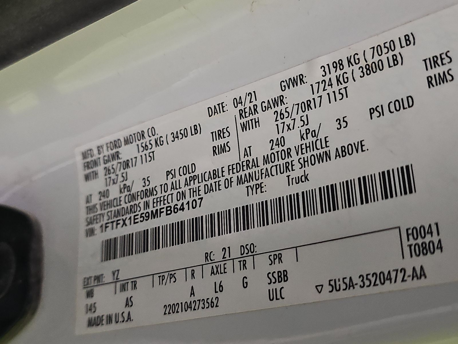 2021 Ford F-150 XL AWD