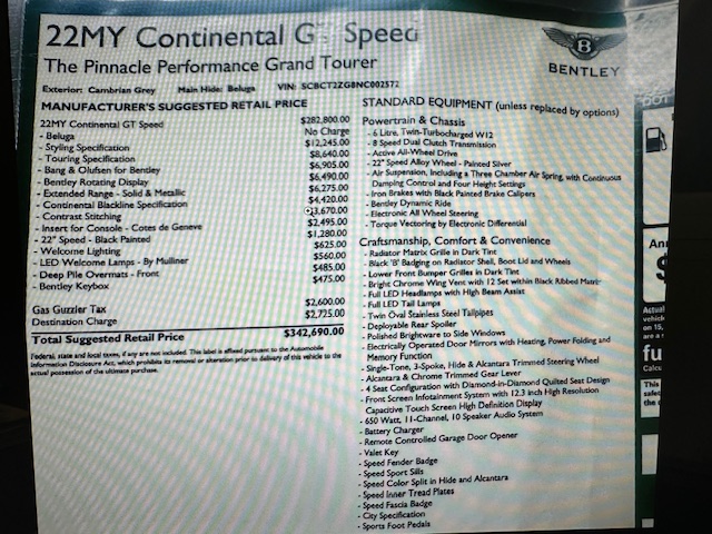 2022 Bentley Continental GT Speed AWD