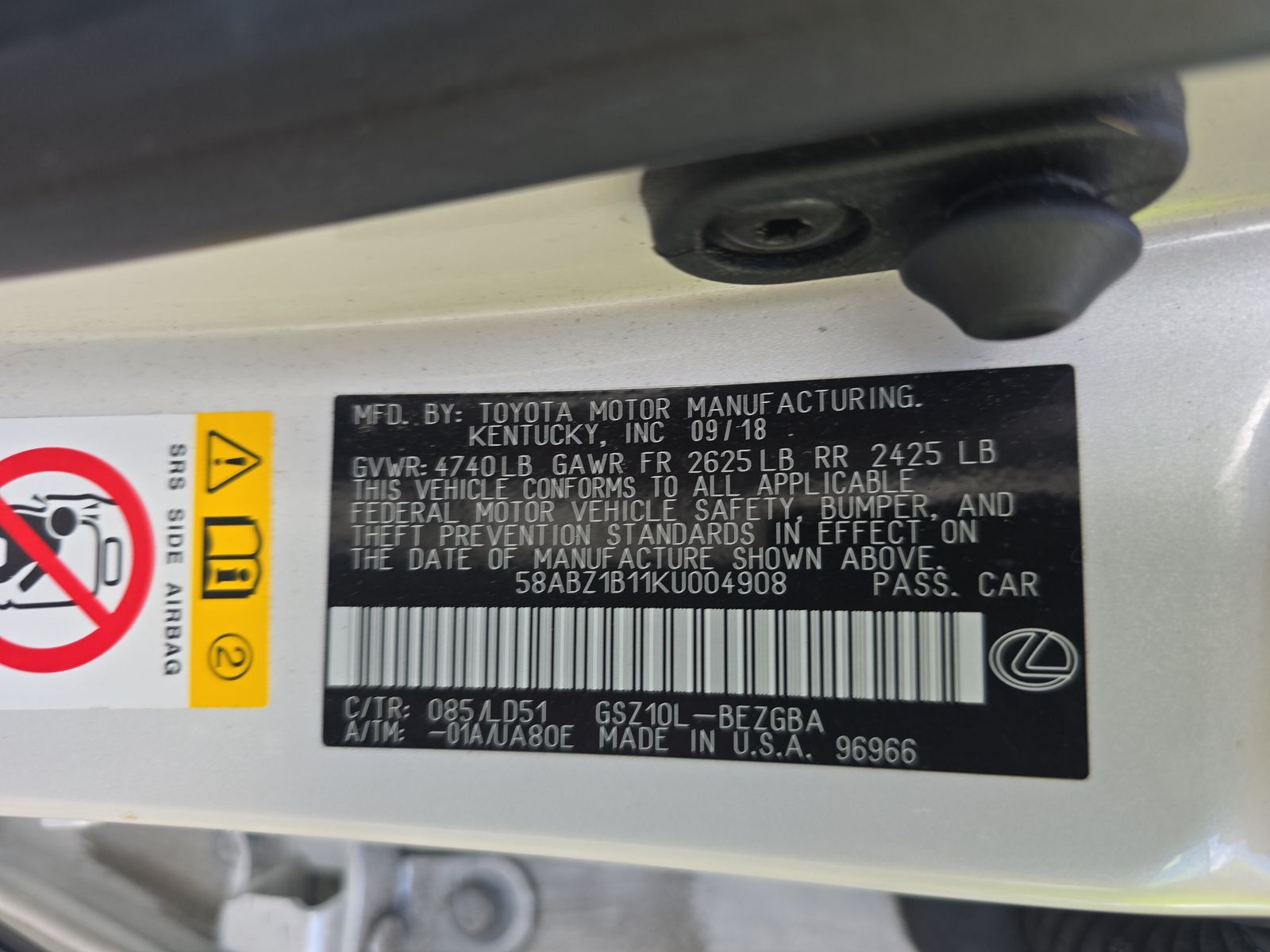 2019 Lexus ES ES 350 FWD