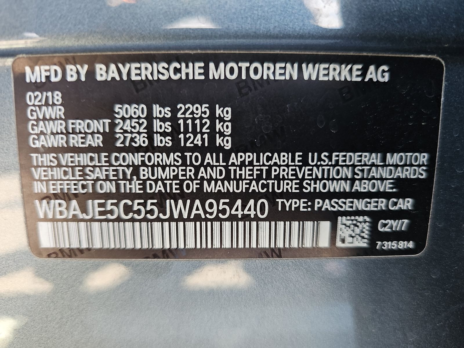 2018 BMW 5 Series 540i RWD