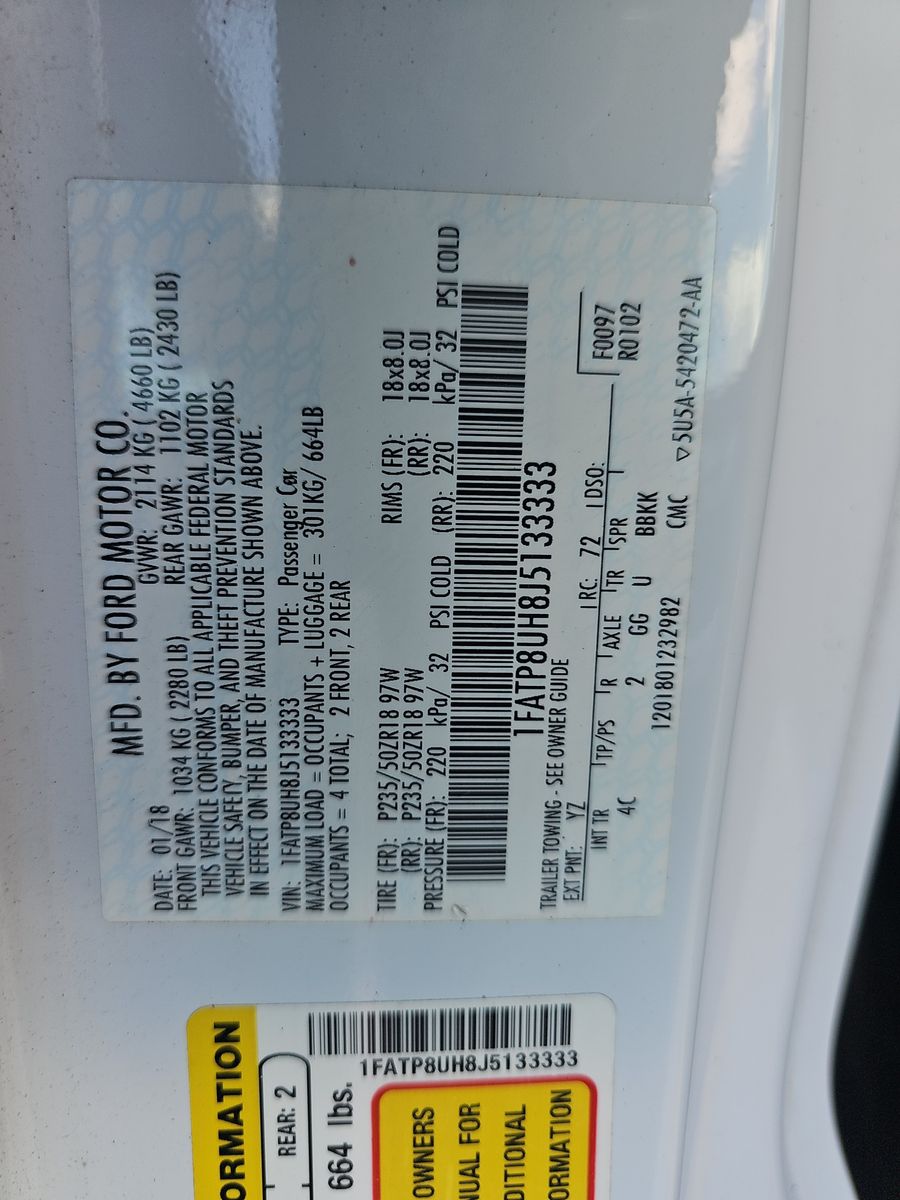 2018 Ford Mustang EcoBoost Premium RWD