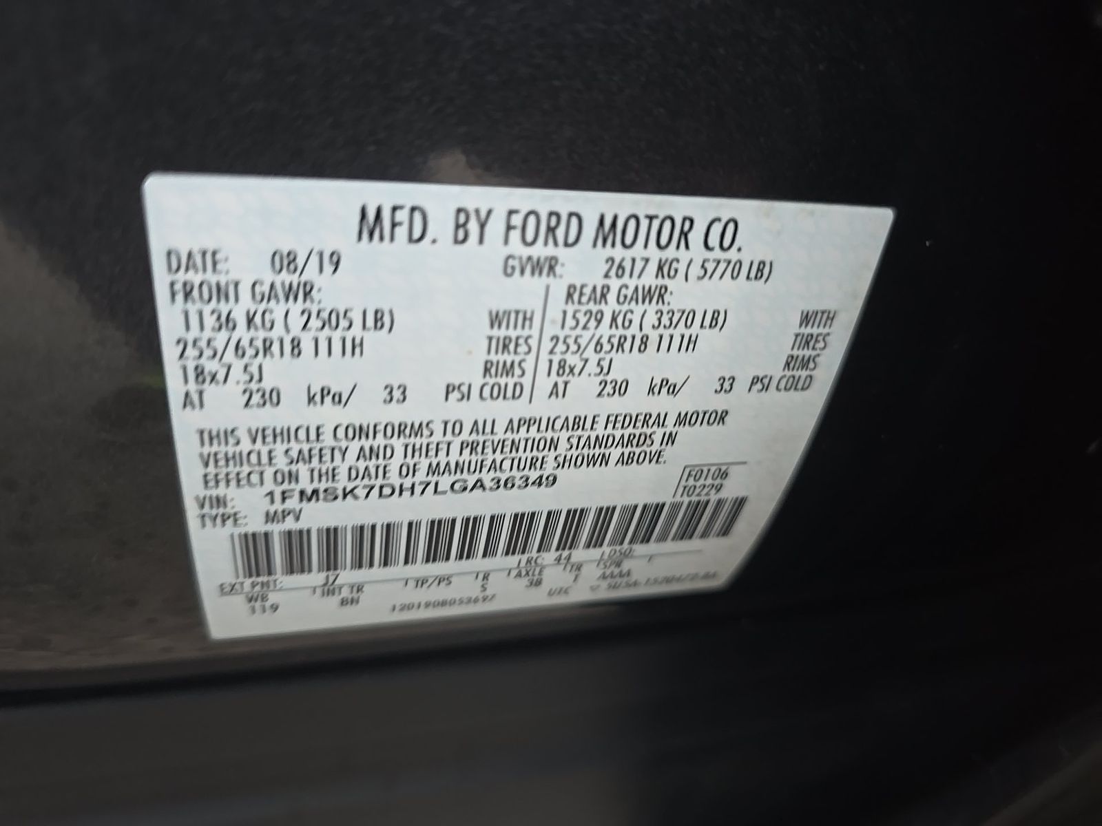 2020 Ford Explorer XLT RWD