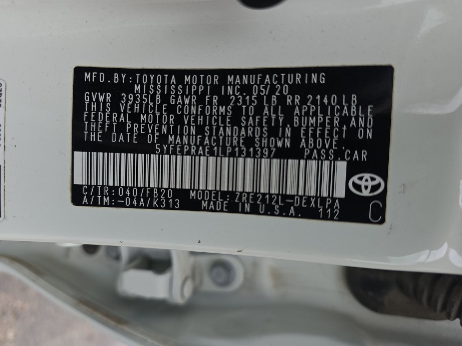 2020 Toyota Corolla LE FWD