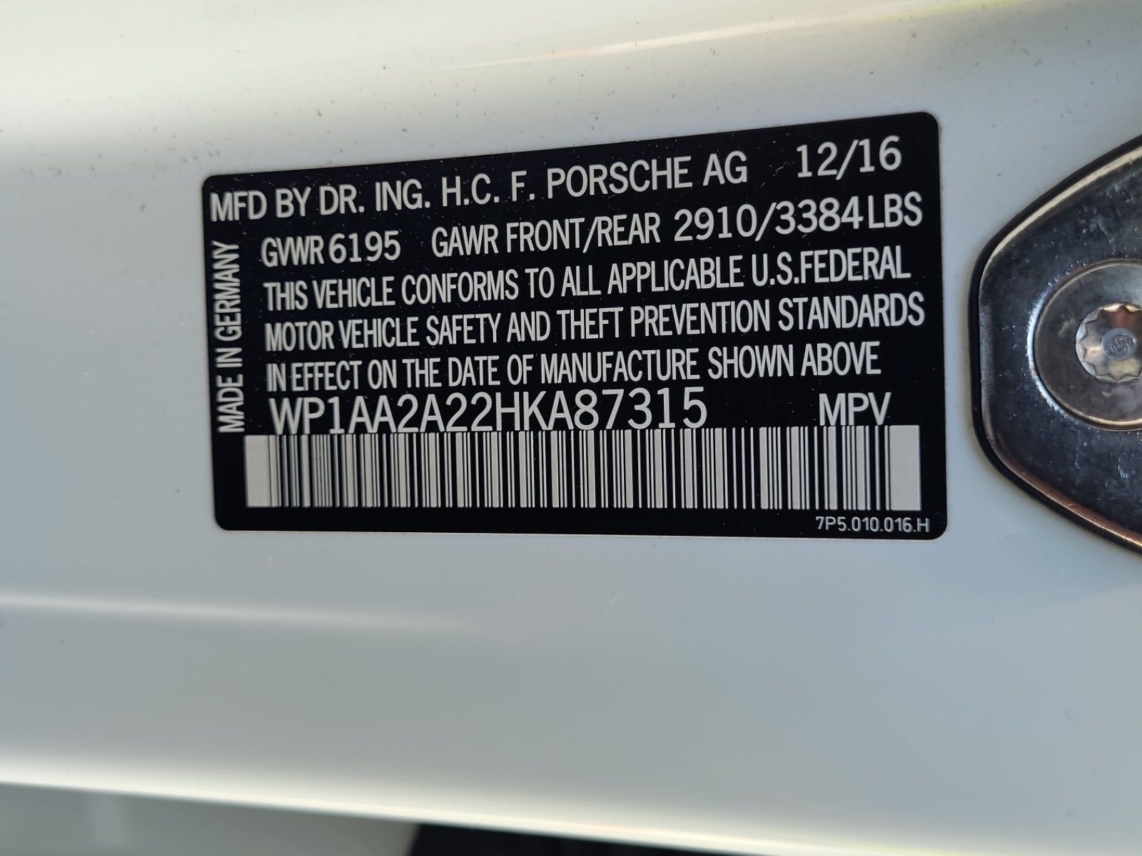 2017 Porsche Cayenne Platinum Edition AWD