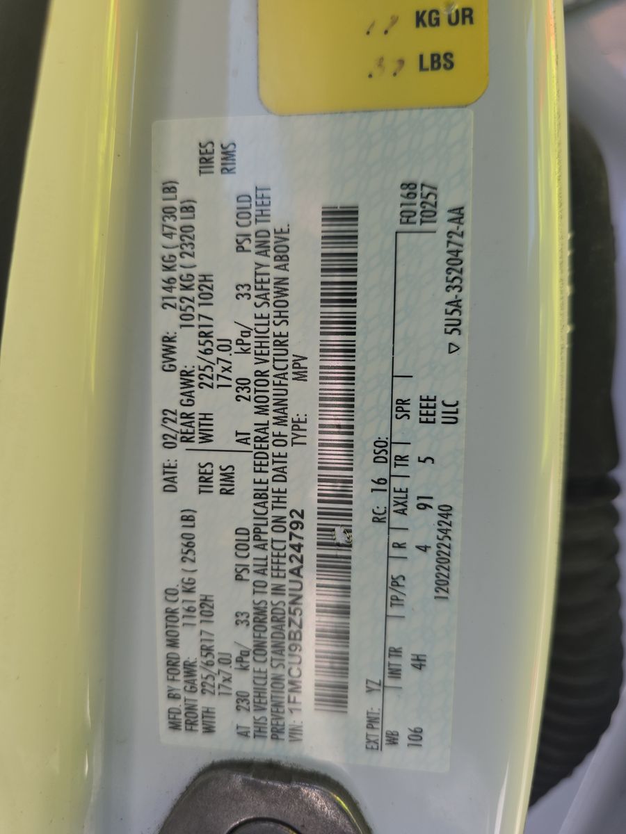 2022 Ford Escape Hybrid SE AWD