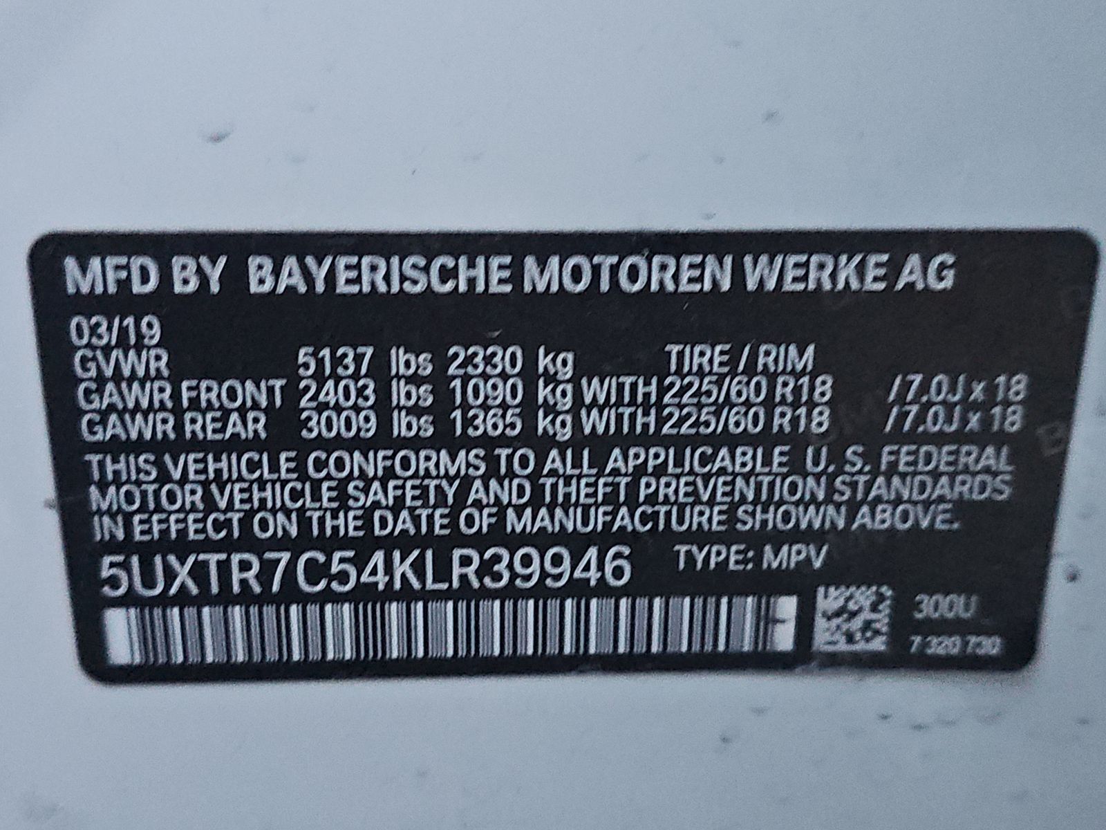 2019 BMW X3 sDrive30i RWD