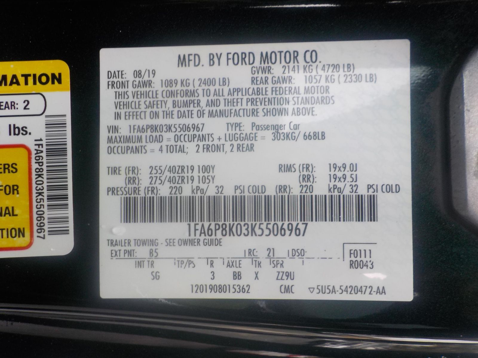 2019 Ford Mustang BULLITT RWD