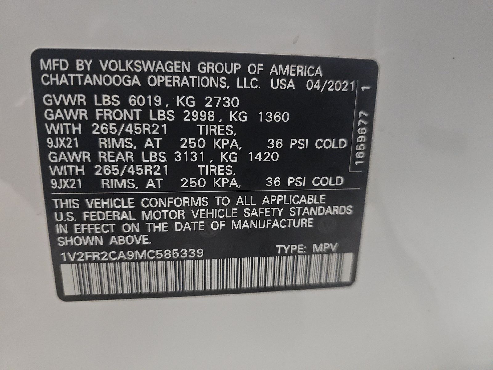 2021 Volkswagen Atlas 3.6L SEL Premium R-Line AWD