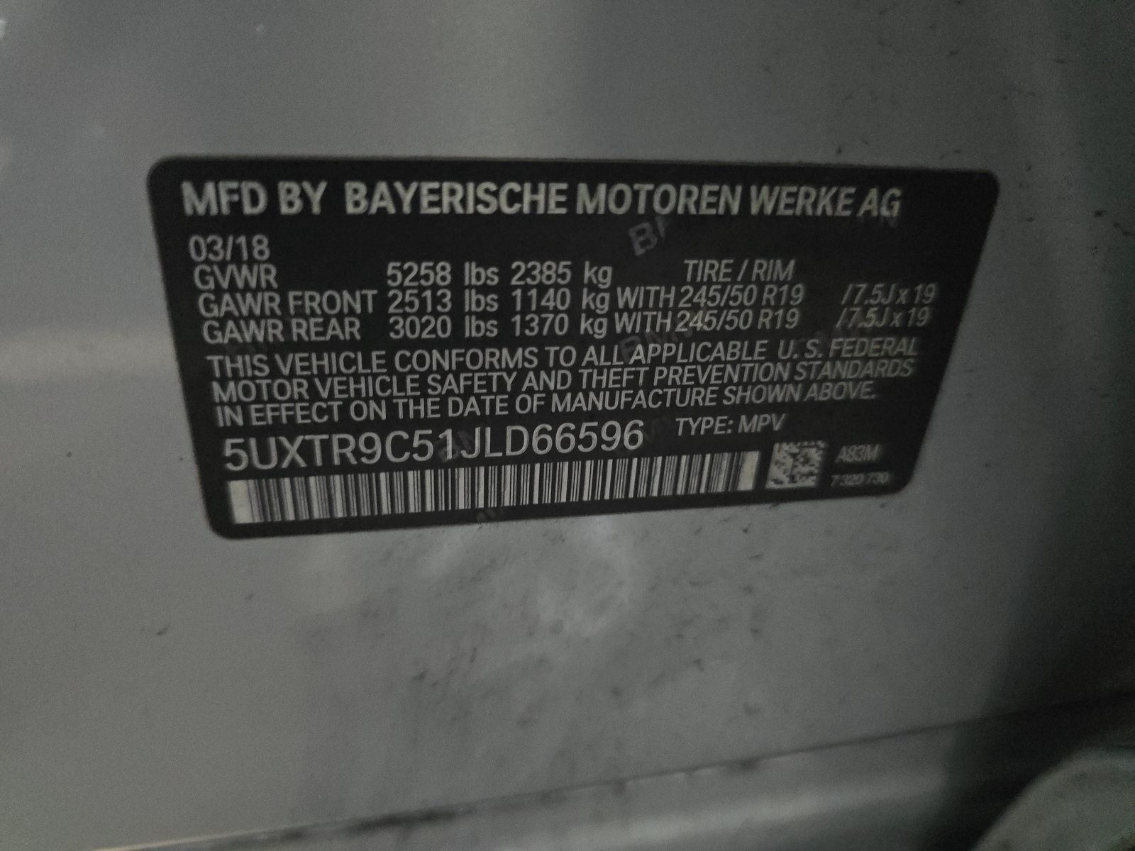 2018 BMW X3 xDrive30i AWD