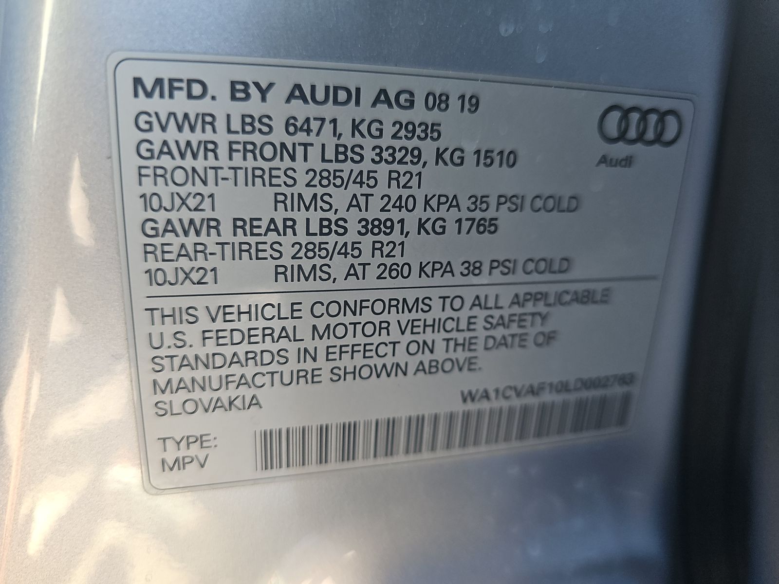 2020 Audi Q8 Prestige AWD