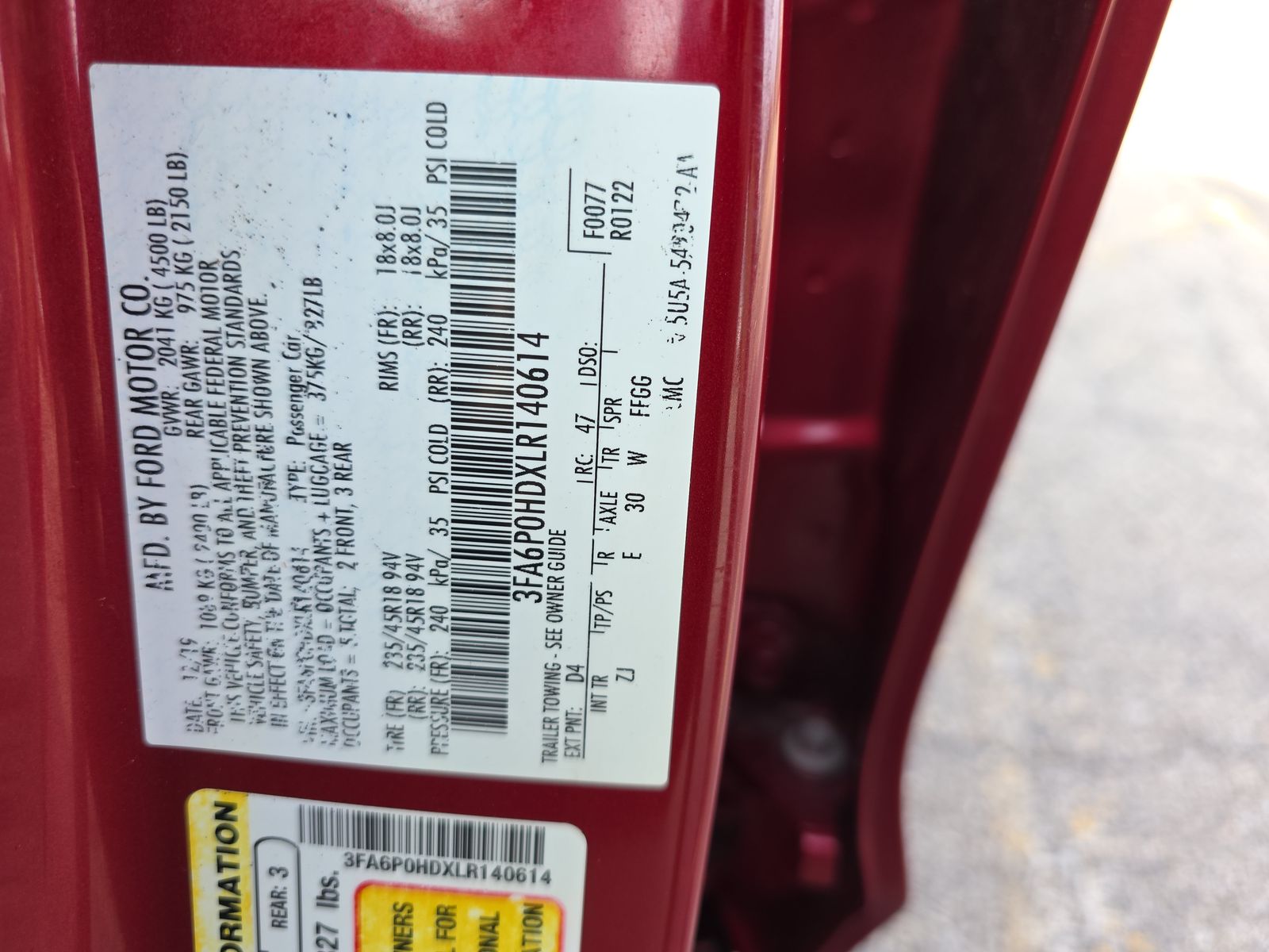 2020 Ford Fusion SE FWD