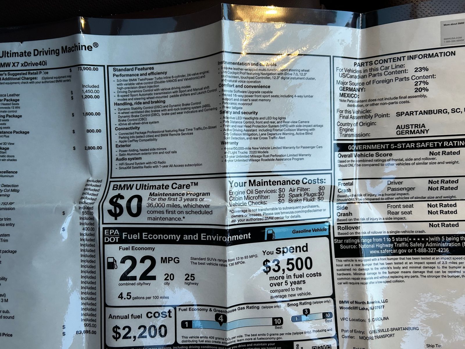 2020 BMW X7 xDrive40i AWD