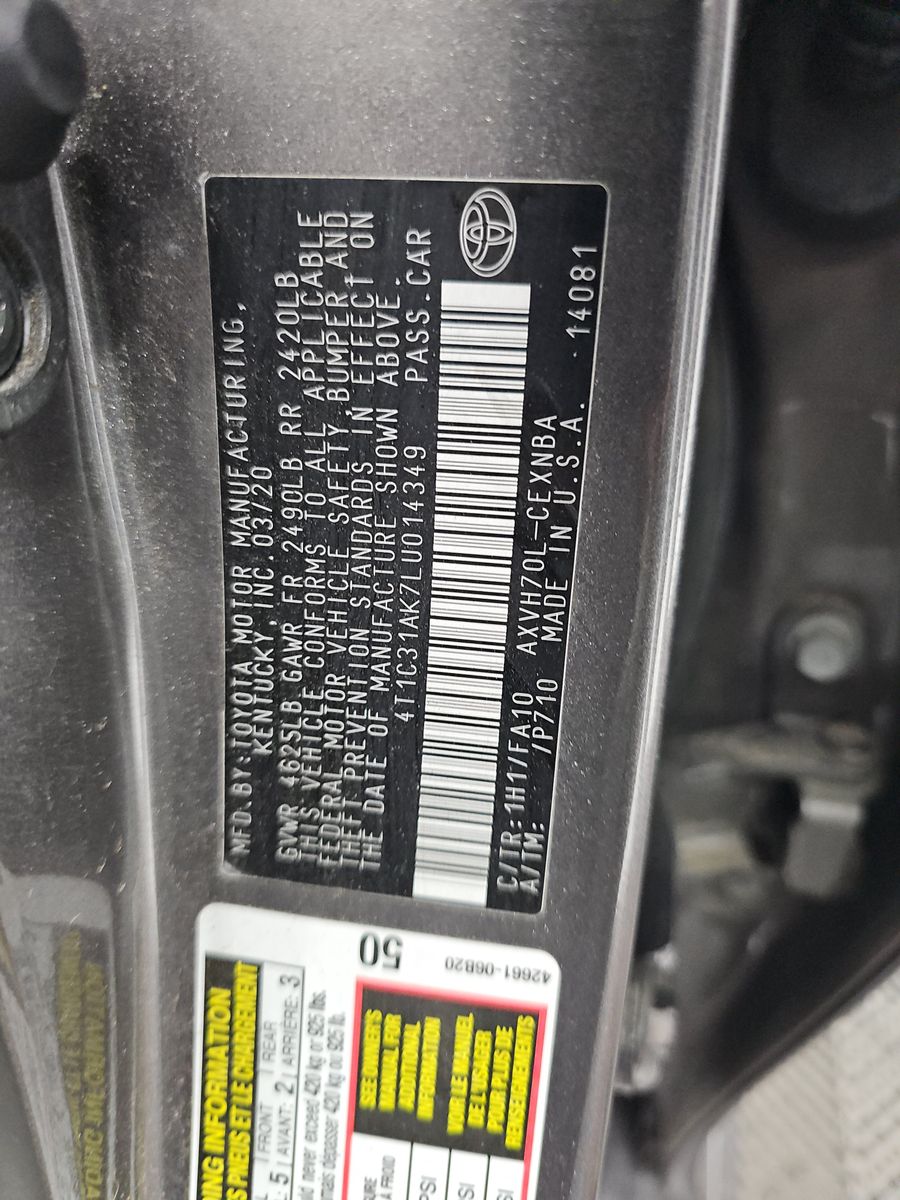 2020 Toyota Camry Hybrid LE FWD