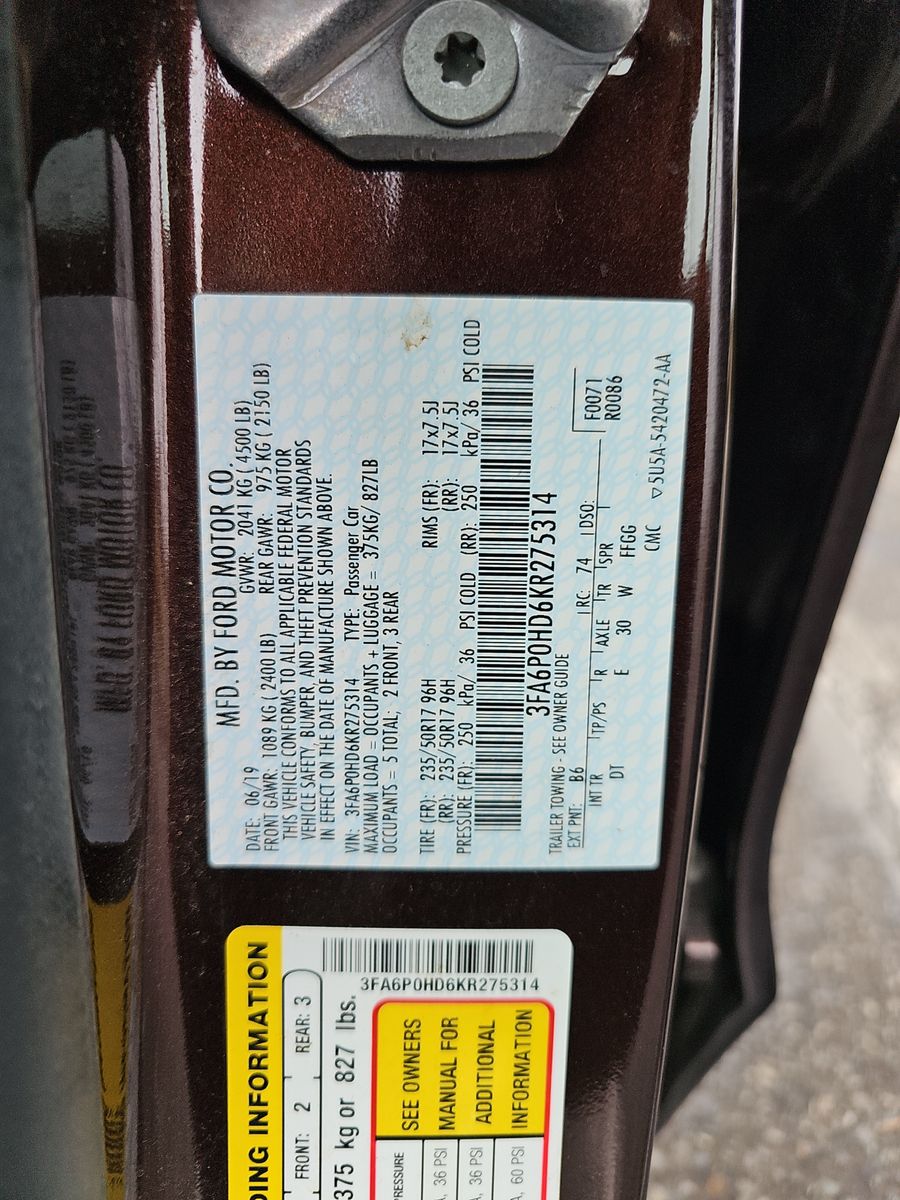 2019 Ford Fusion SE FWD