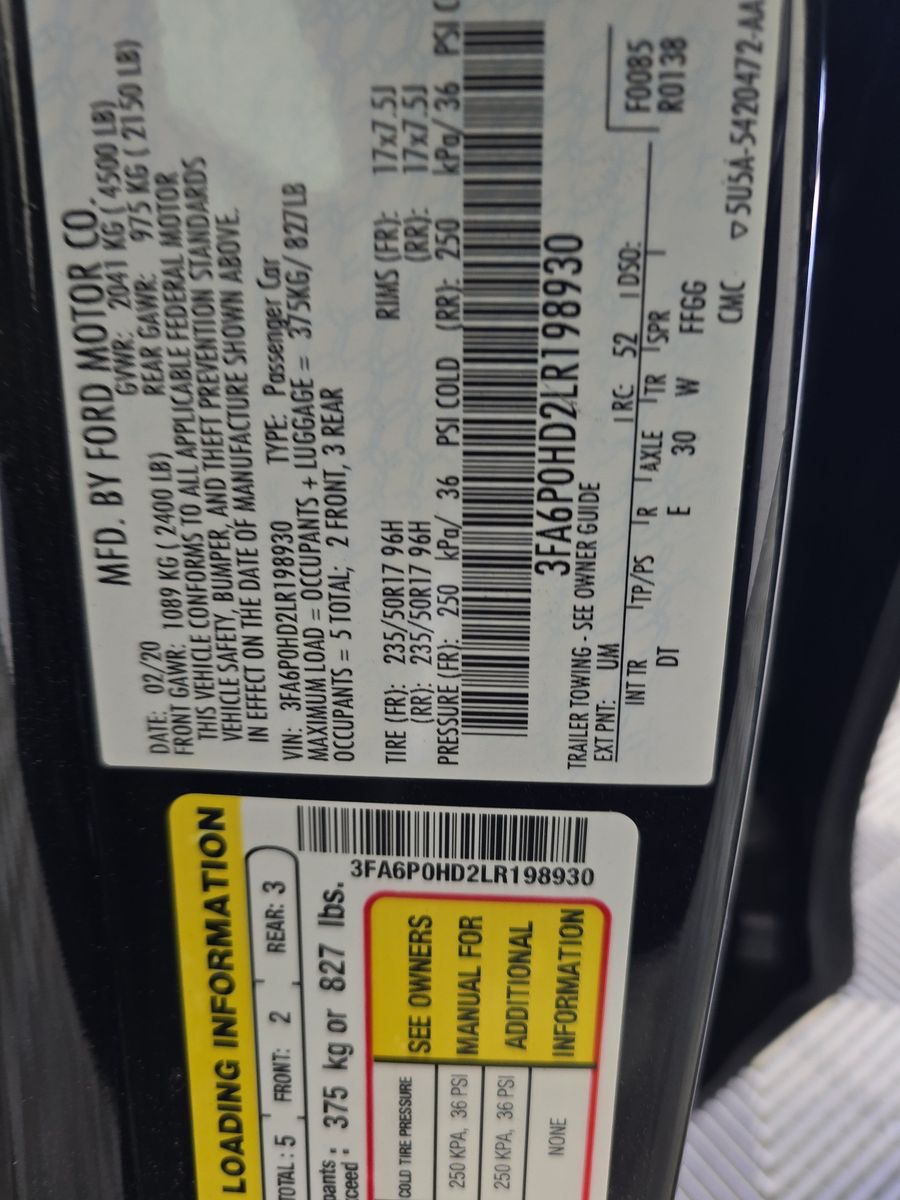 2020 Ford Fusion SE FWD