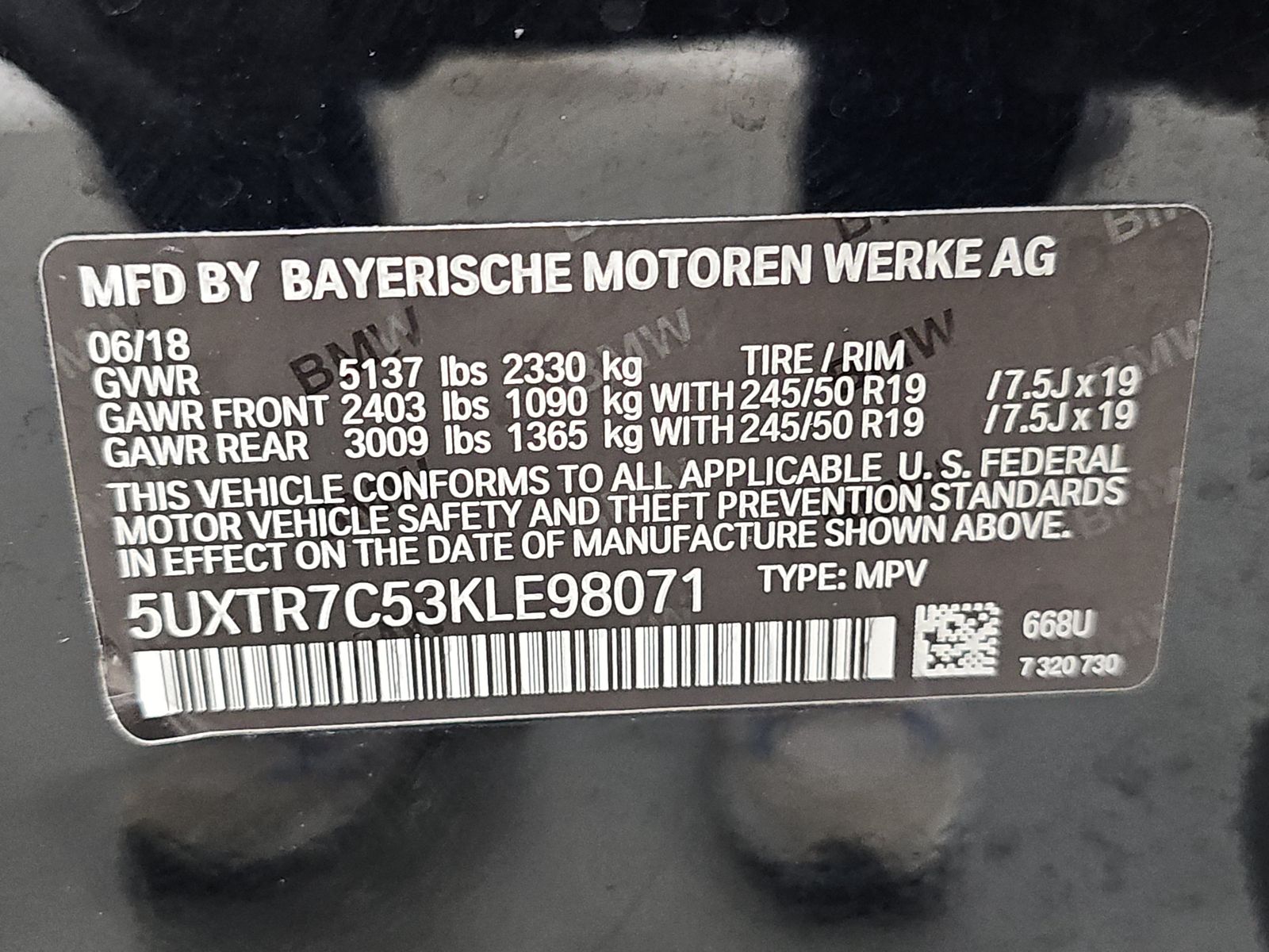 2019 BMW X3 sDrive30i RWD