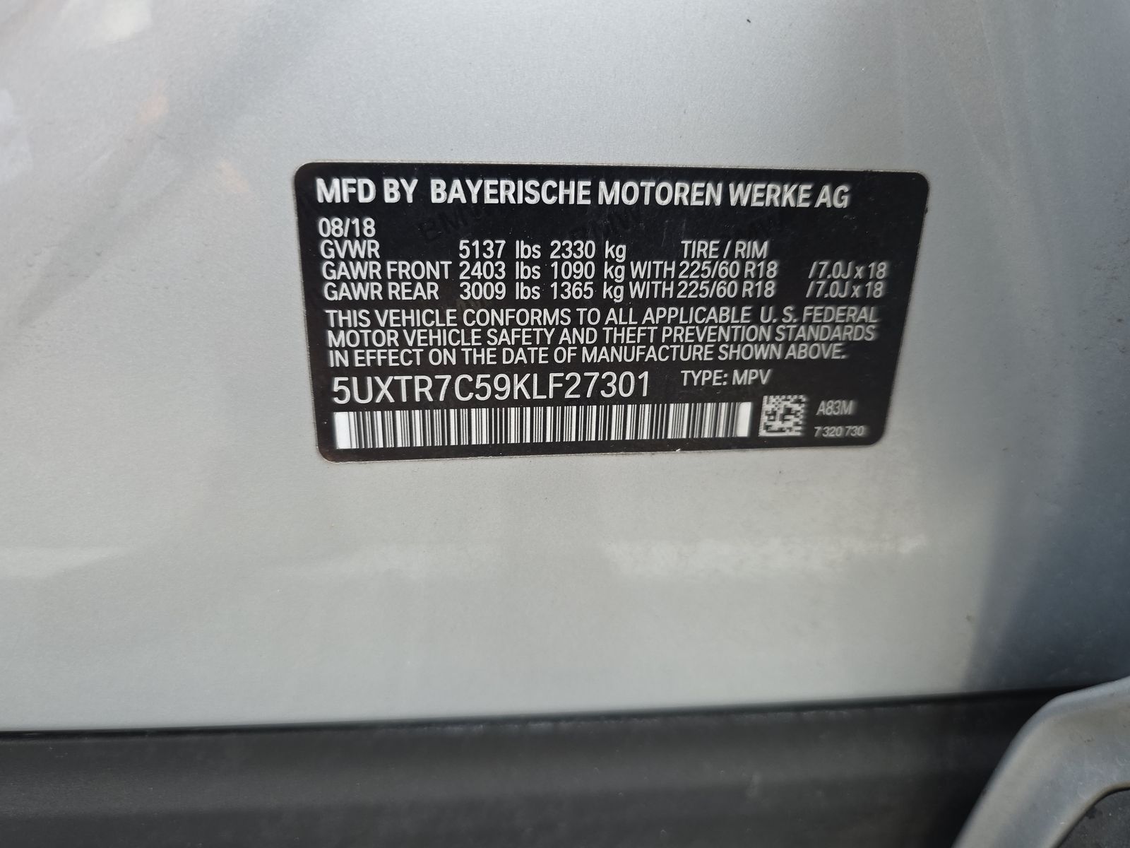 2019 BMW X3 sDrive30i RWD