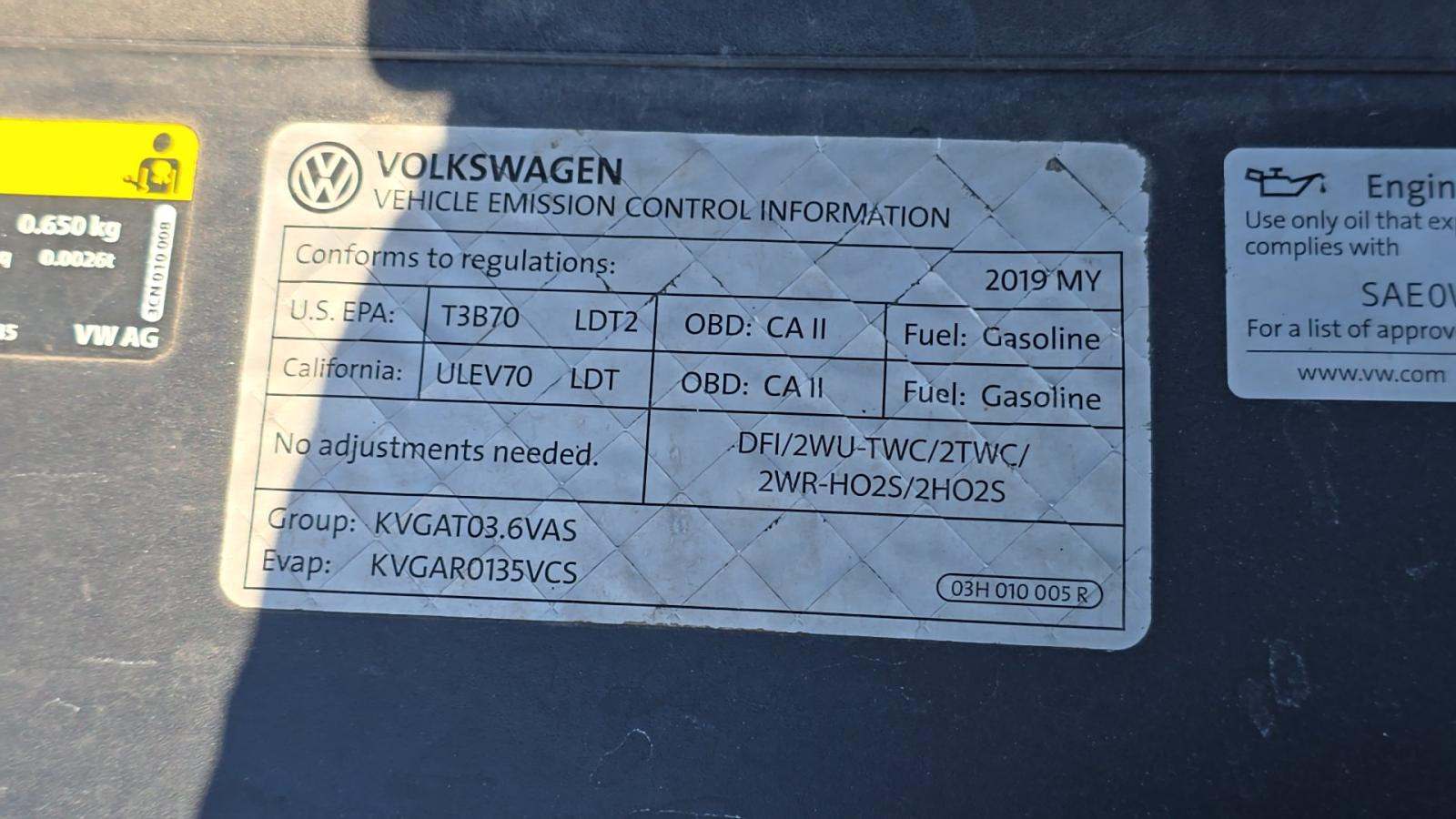 2019 Volkswagen Atlas 3.6L SE AWD