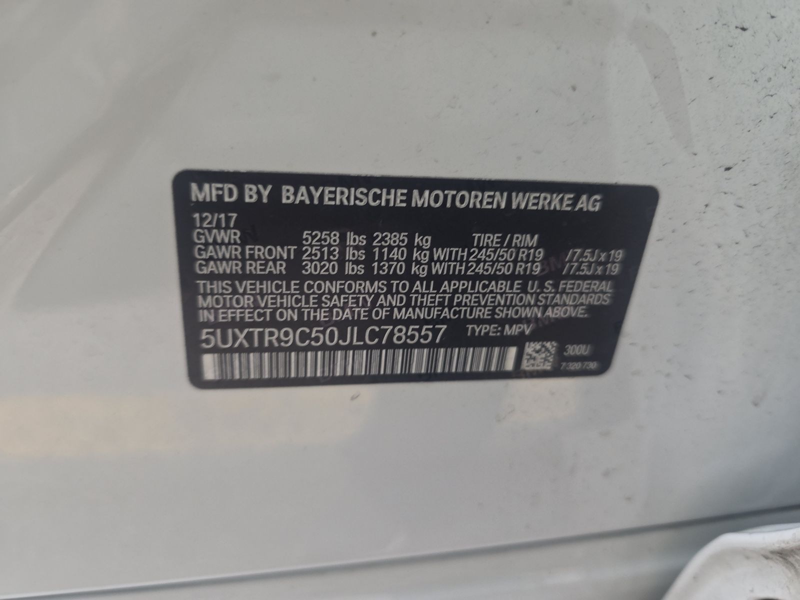 2018 BMW X3 xDrive30i AWD