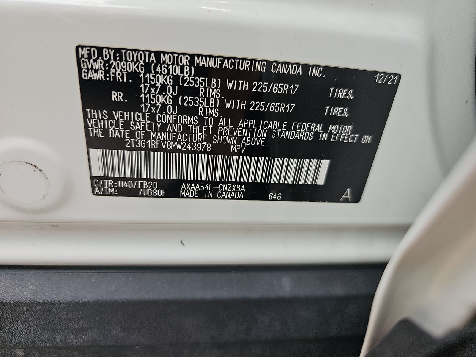2021 Toyota RAV4 LE AWD