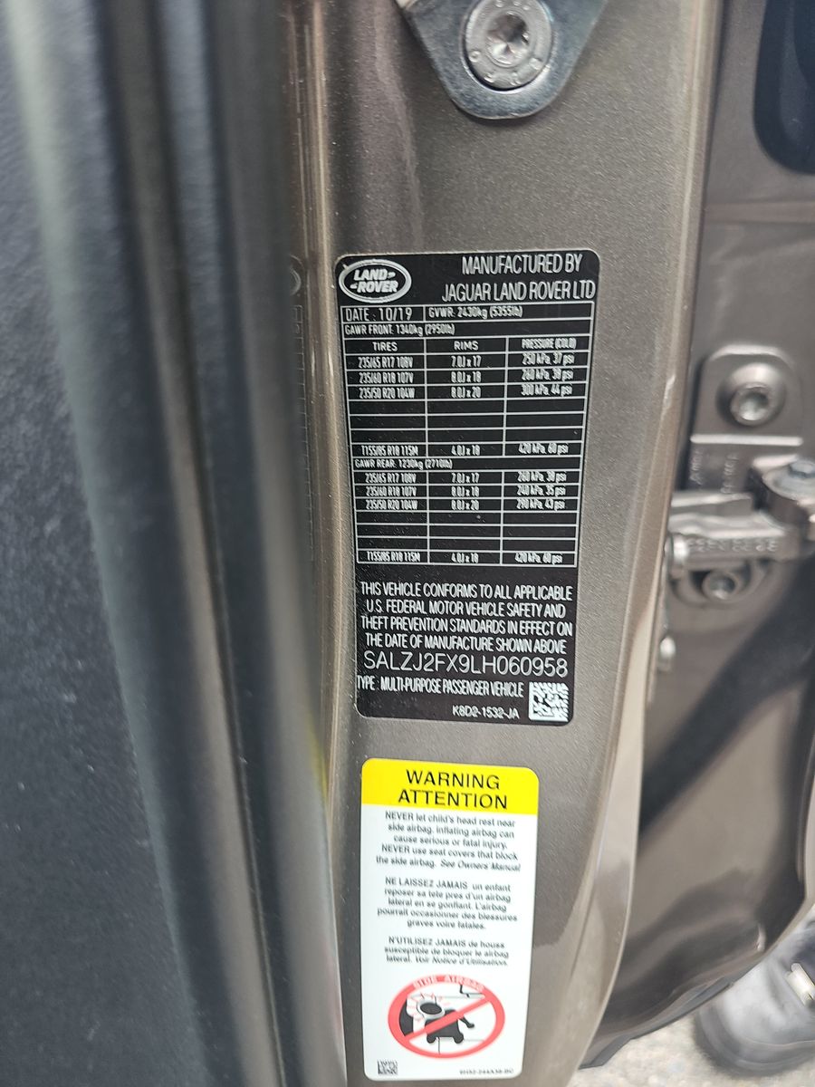 2020 Land Rover Range Rover Evoque S AWD