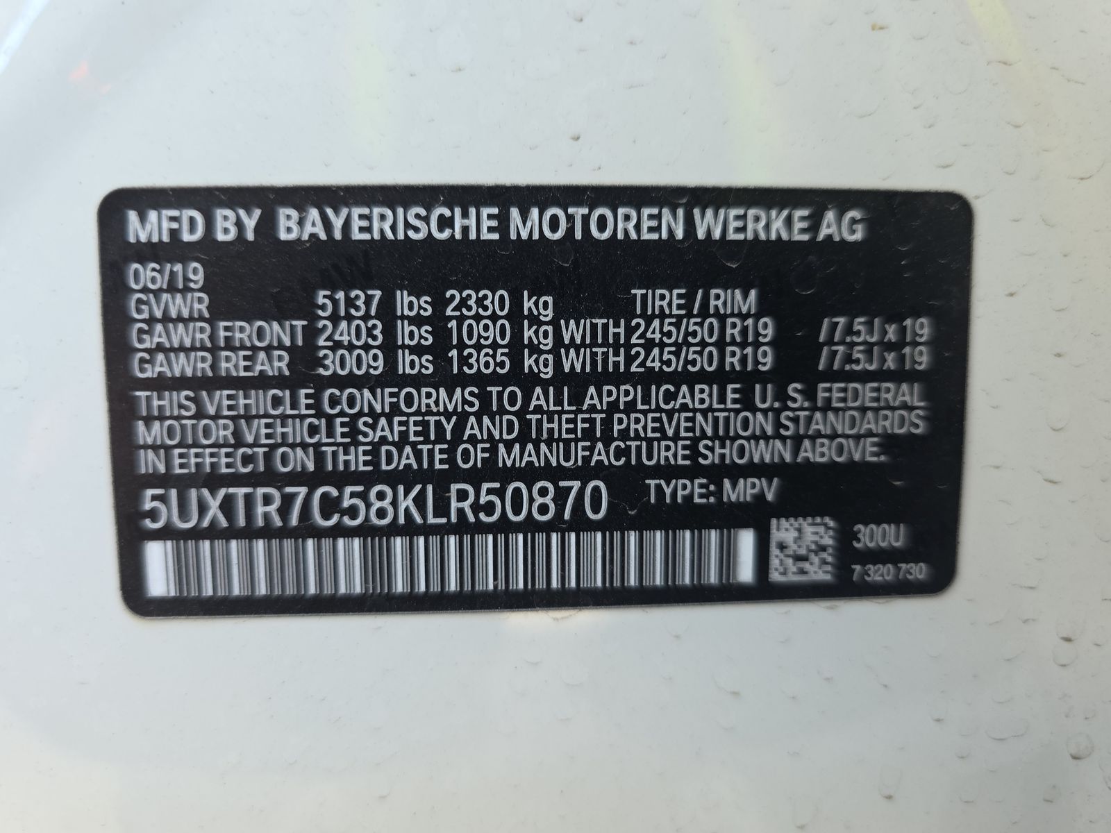 2019 BMW X3 sDrive30i RWD