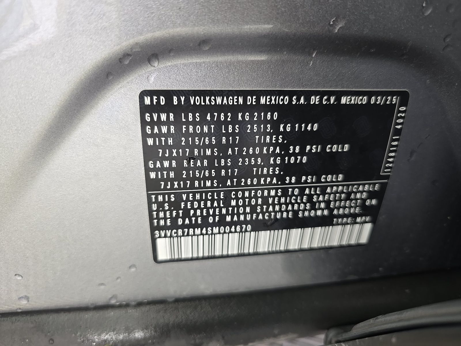2025 Volkswagen Tiguan 2.0T S FWD