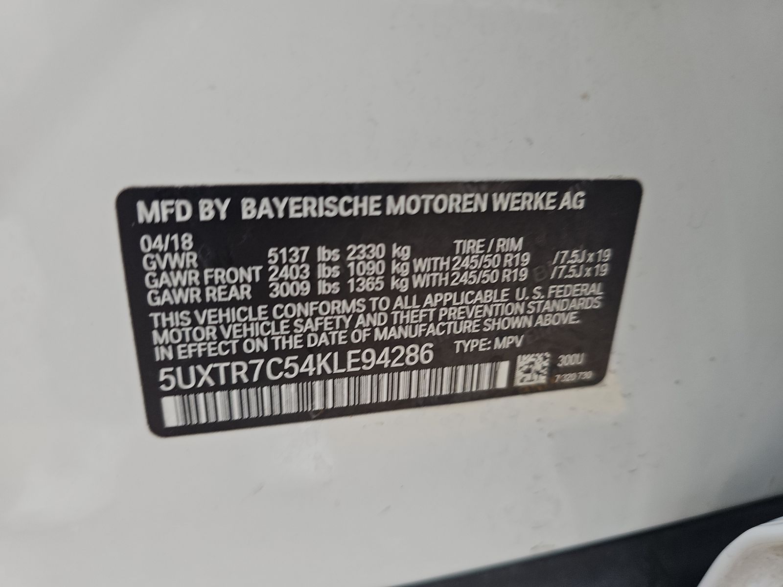 2019 BMW X3 sDrive30i RWD