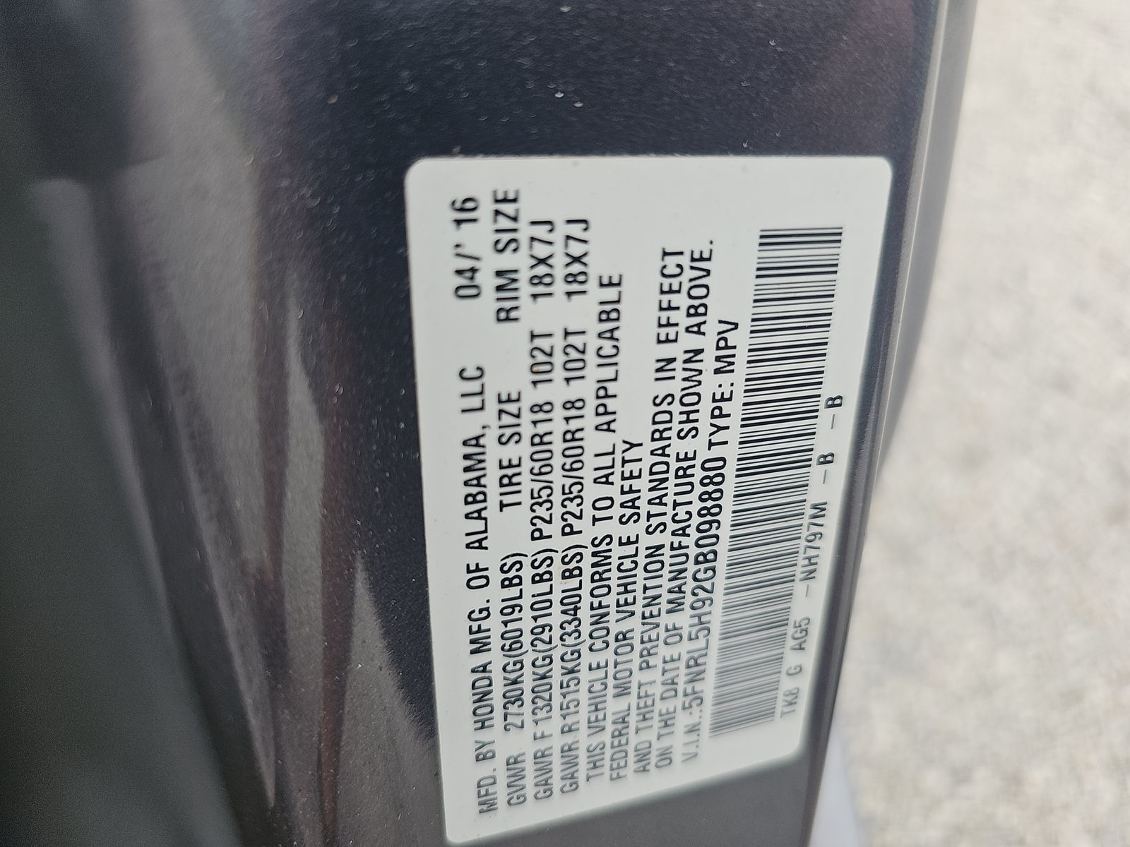 2016 Honda Odyssey Touring Elite FWD