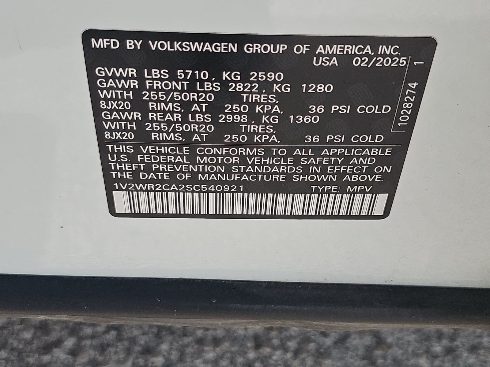 2025 Volkswagen Atlas 2.0T SE FWD