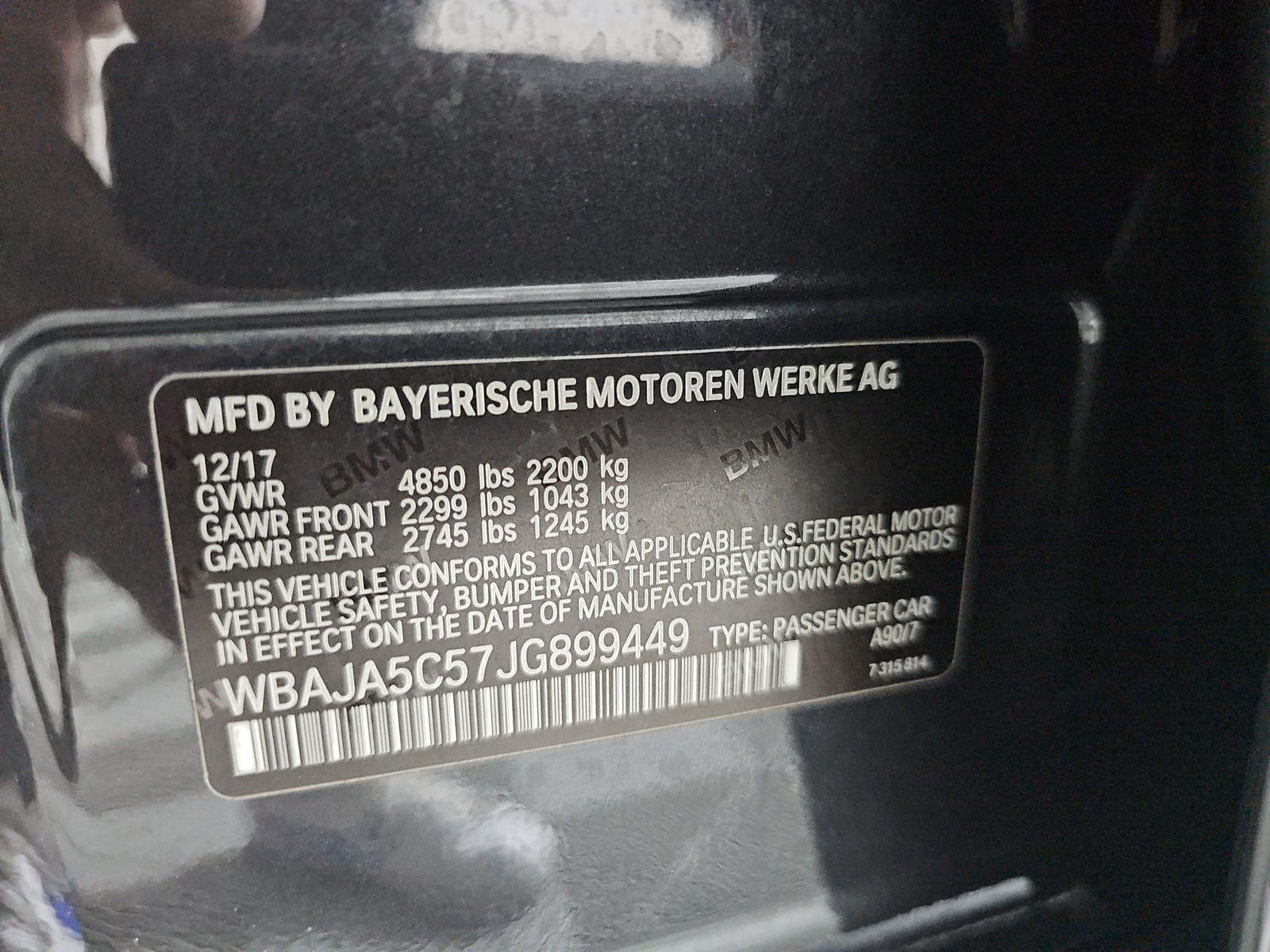 2018 BMW 5 Series 530i RWD