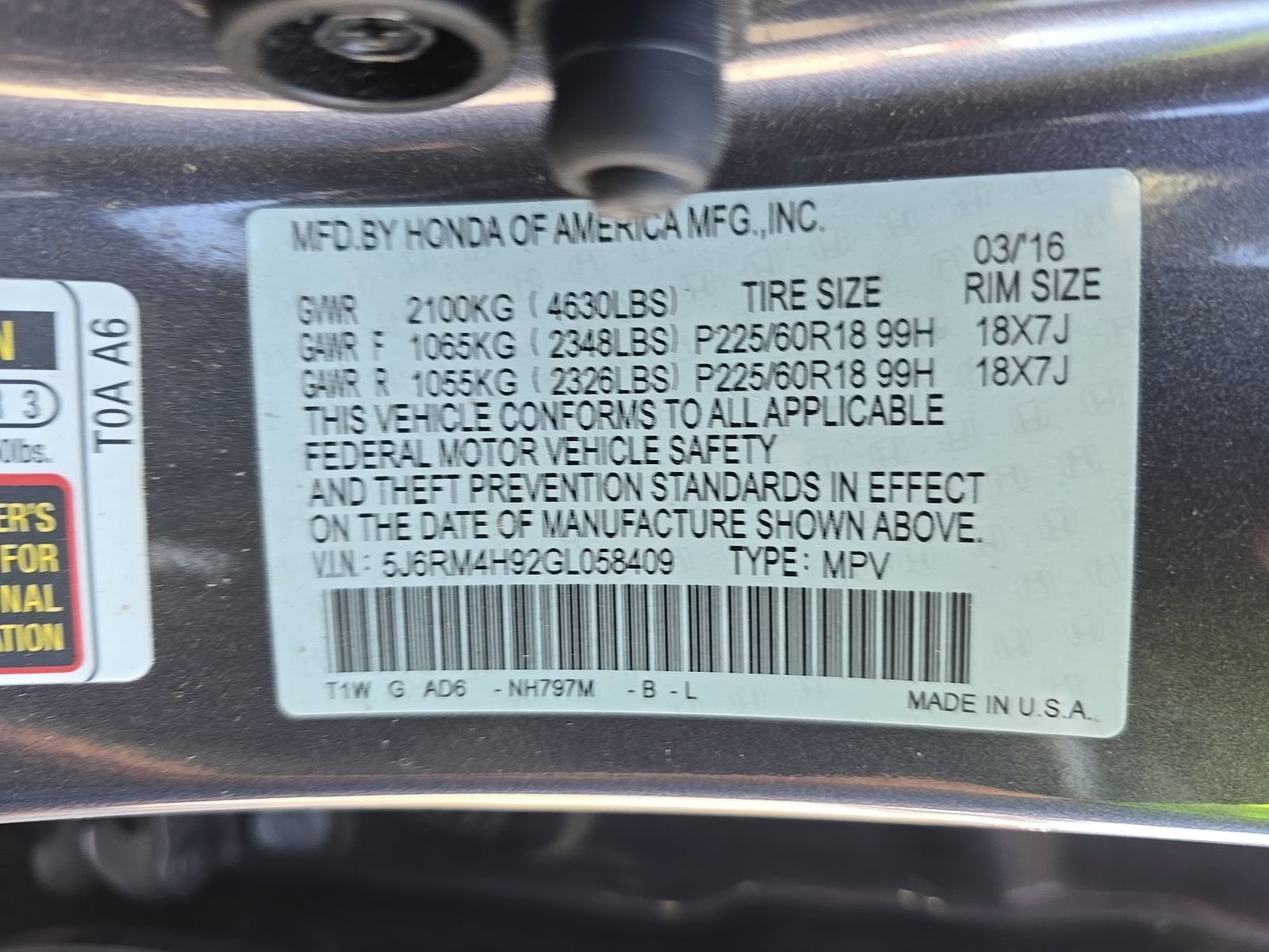 2016 Honda CR-V Touring AWD