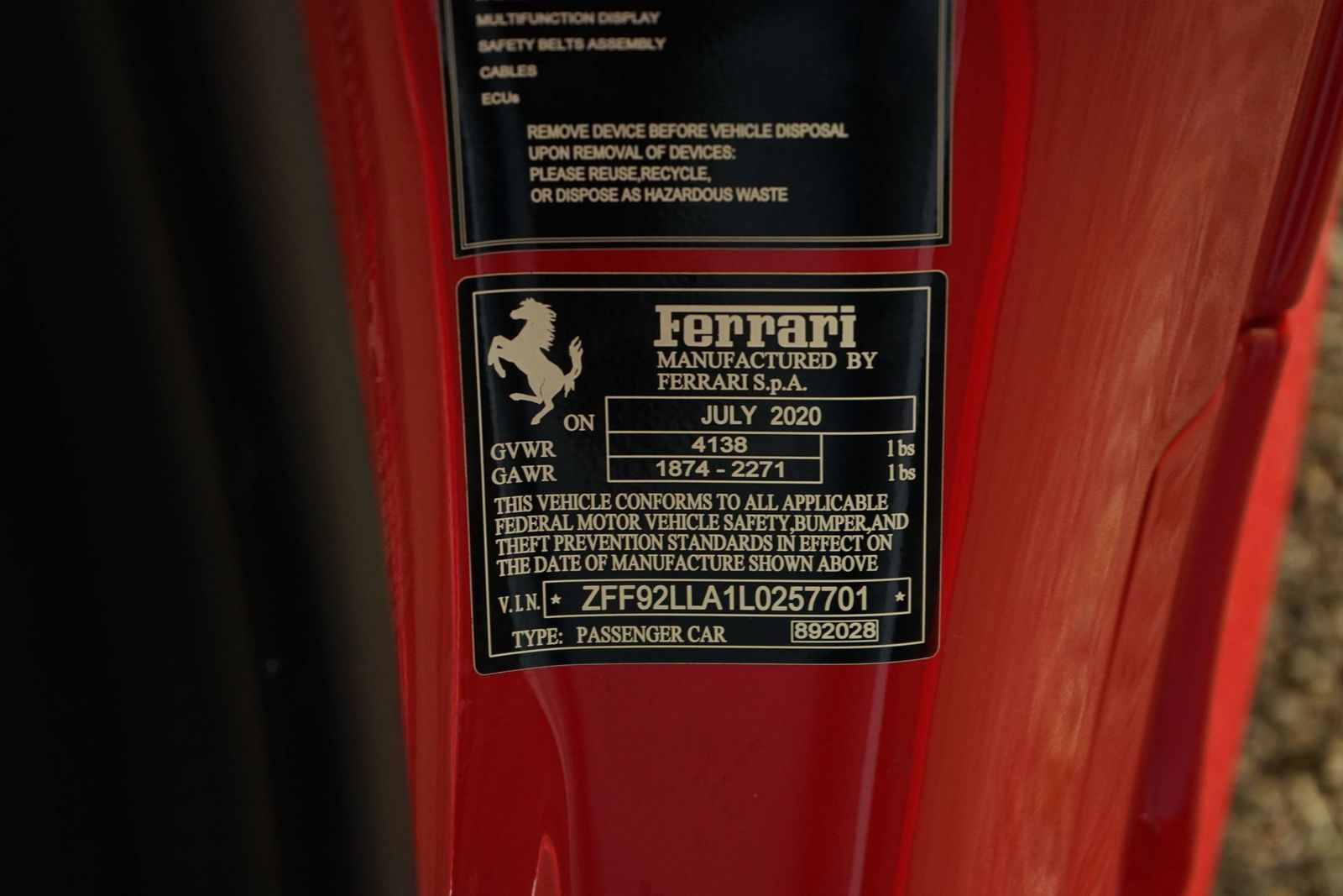 2020 Ferrari F8 Tributo RWD
