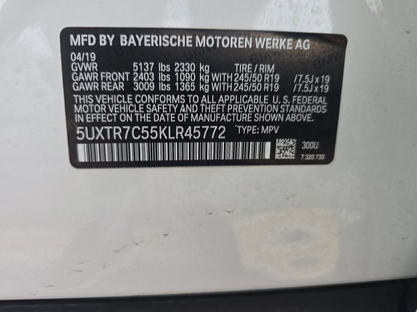 2019 BMW X3 sDrive30i RWD