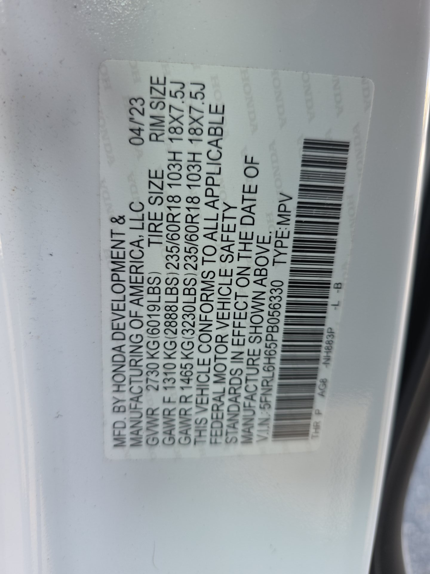 2023 Honda Odyssey EX-L FWD