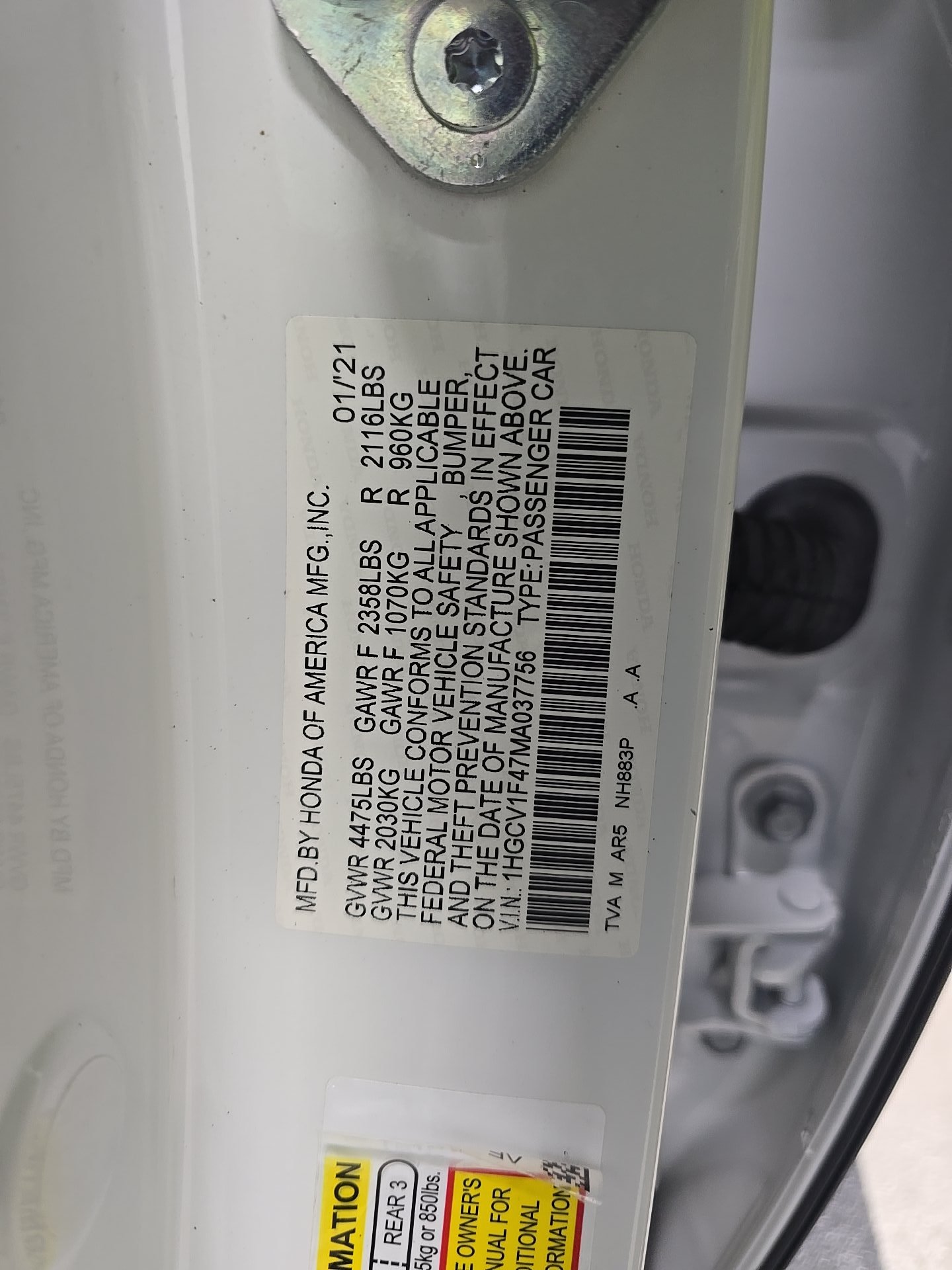 2021 Honda Accord Sport SE FWD