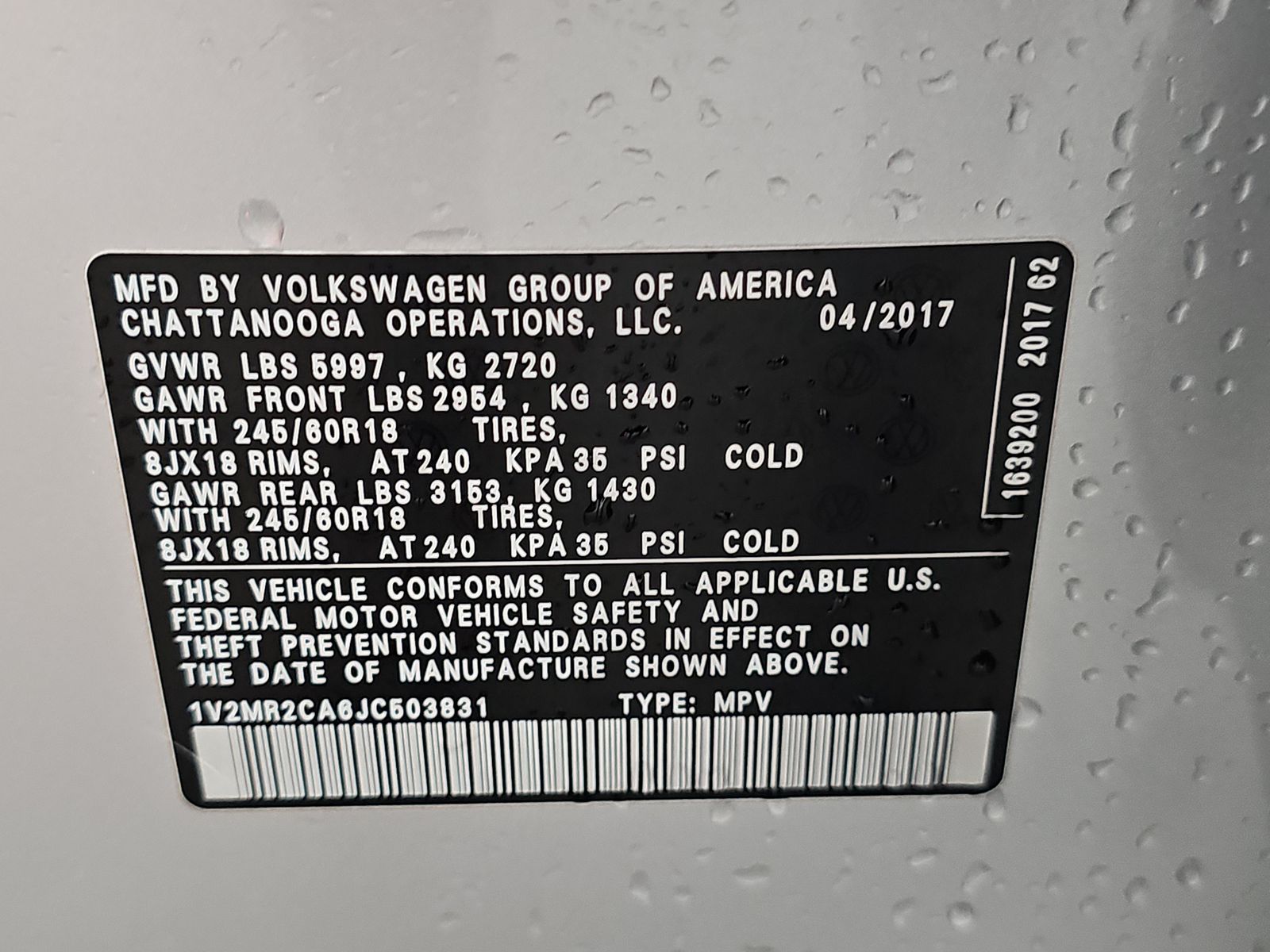2018 Volkswagen Atlas 3.6L SEL AWD
