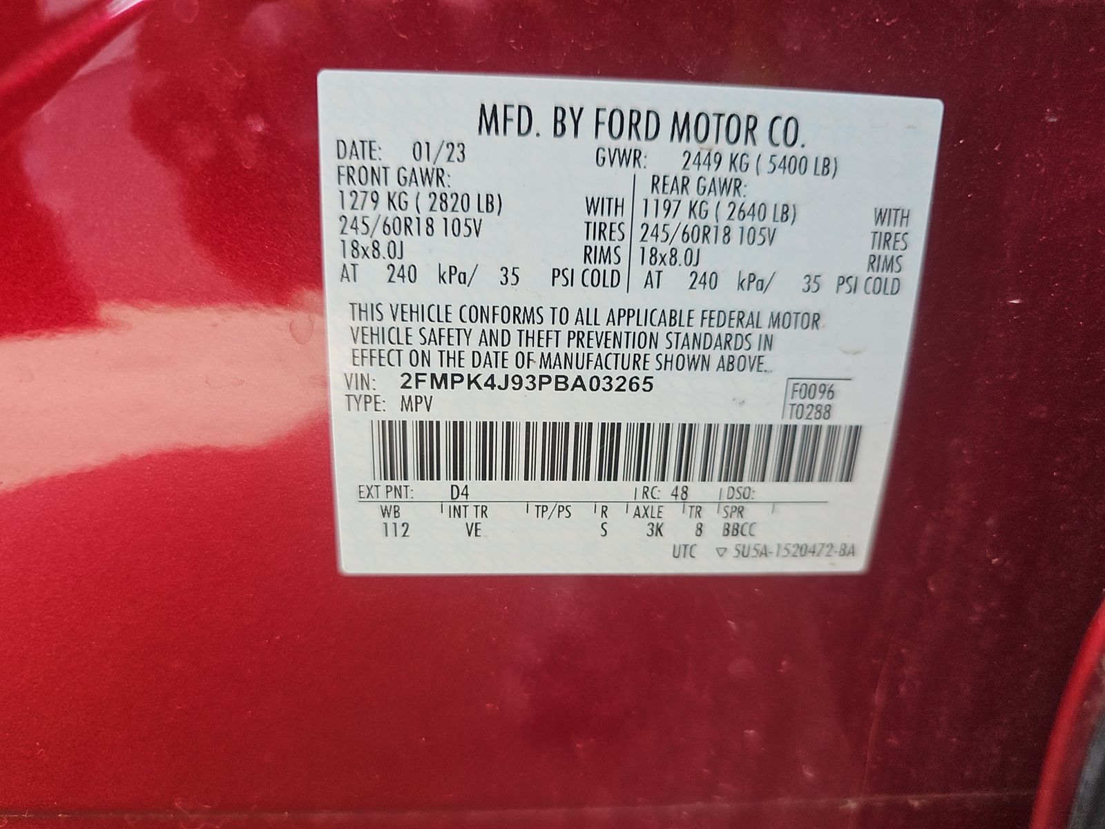 Overall Picture VIN/ID Sticker