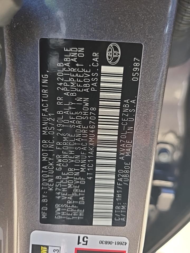 2021 Toyota Camry LE FWD