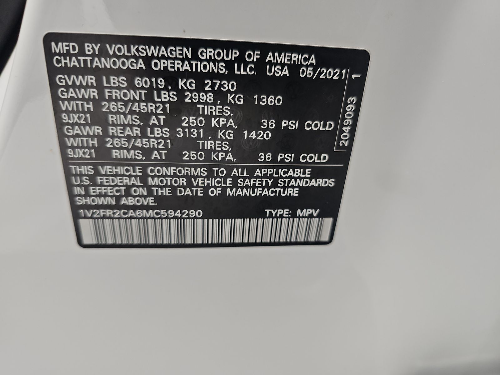 2021 Volkswagen Atlas 3.6L SEL Premium R-Line AWD