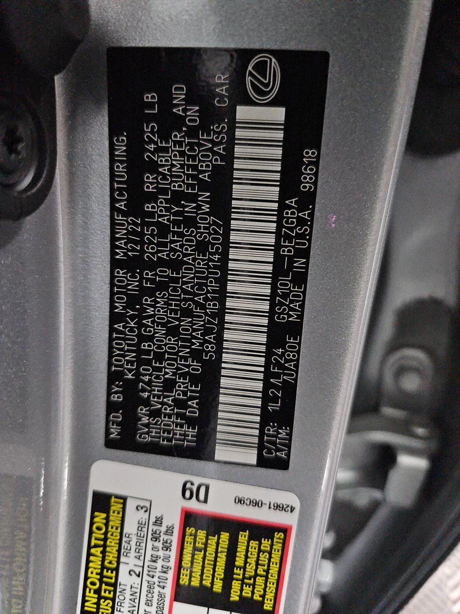 2023 Lexus ES ES 350 F SPORT Handling FWD