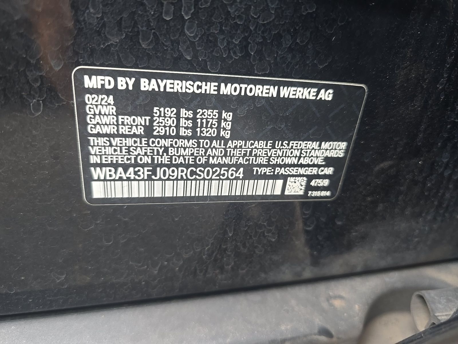 Overall Picture VIN/ID Sticker