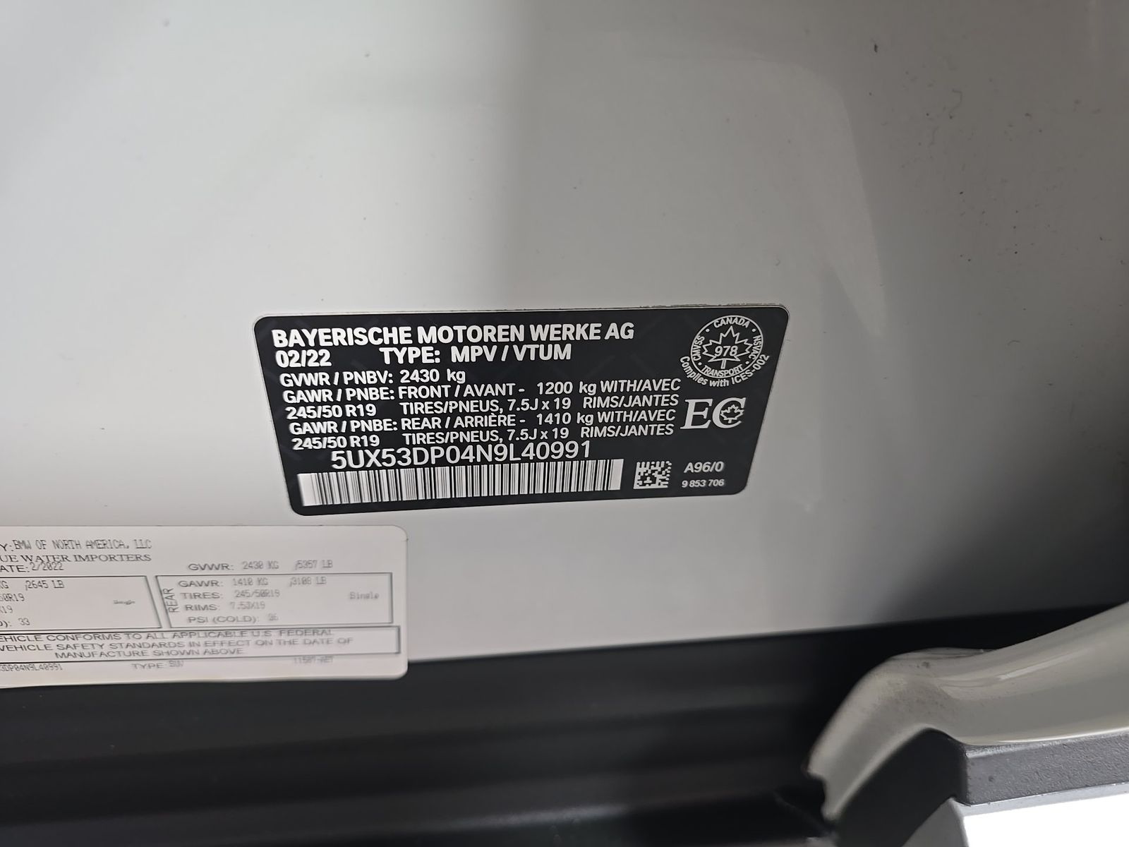 2022 BMW X3 xDrive30i AWD