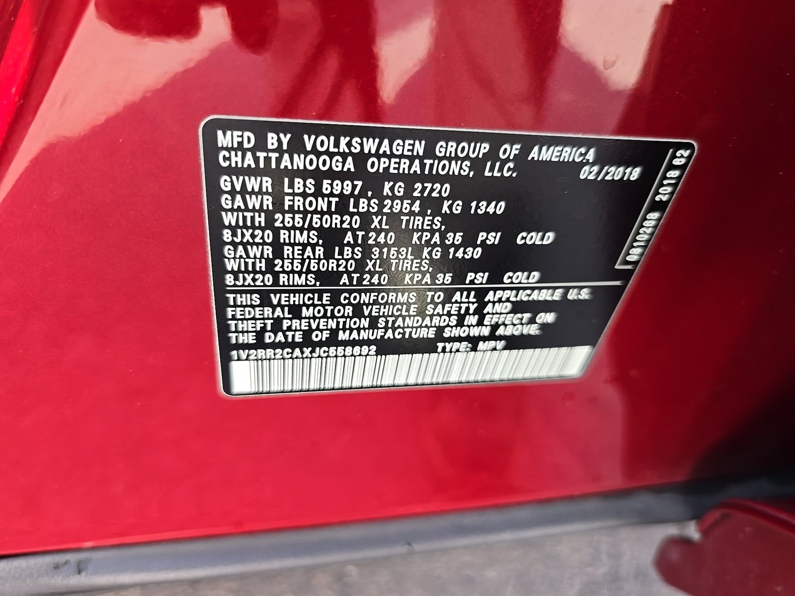 2018 Volkswagen Atlas 3.6L SEL AWD