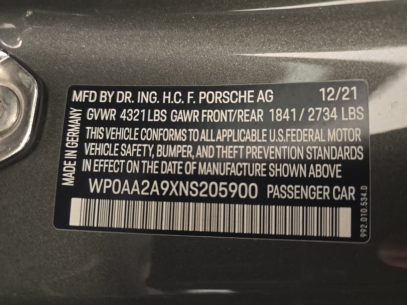 2022 Porsche 911 Carrera RWD
